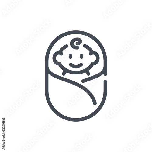Newborn line icon. Infant baby vector outline sign.