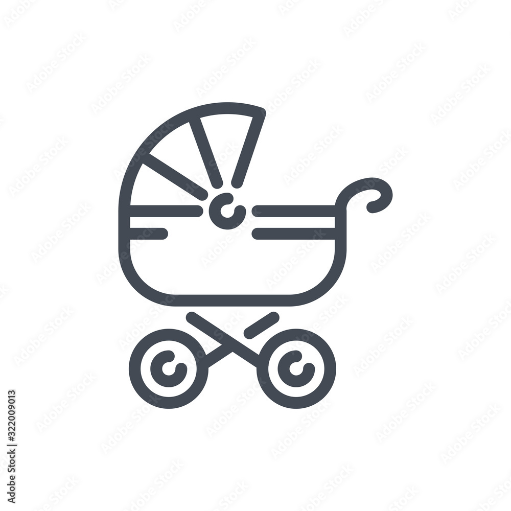 Baby carriage line icon. Baby stroller vector outline sign. Baby carriage line icon. Baby stroller vector outline sign.