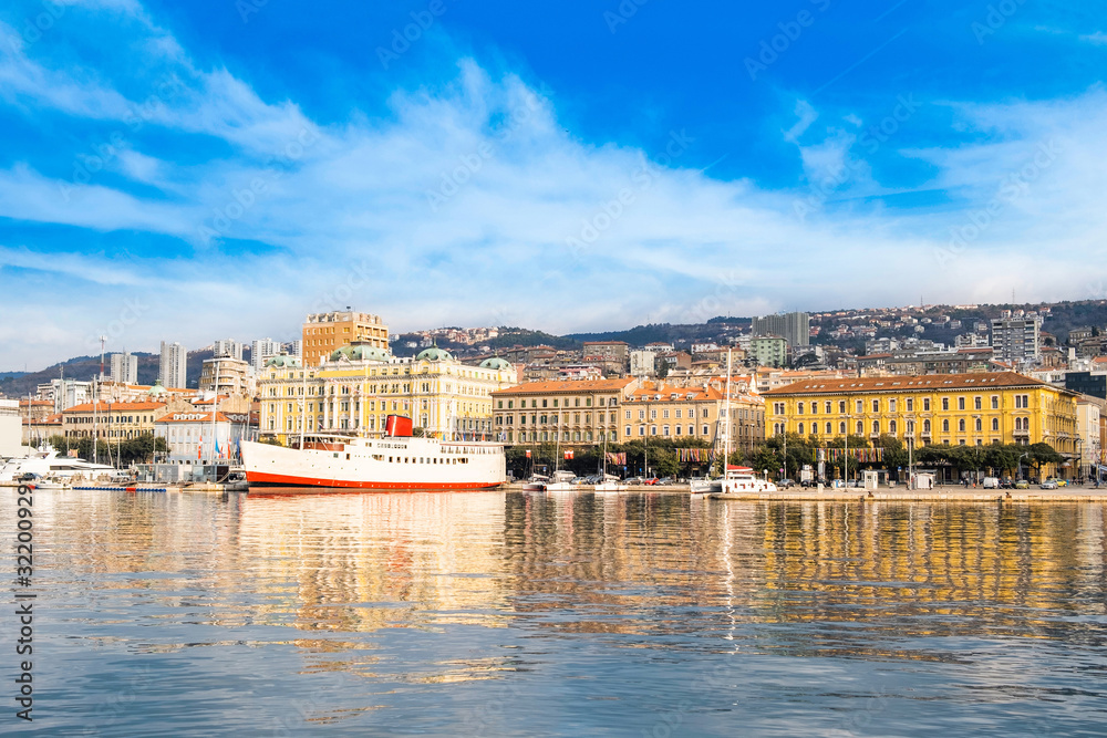 Croatia, City of Rijeka, European capital of culture 2020, waterfront boats and architecture