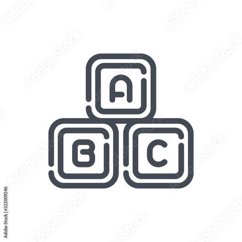 ABC blocks toy line icon. Toy cubes vector outline sign.