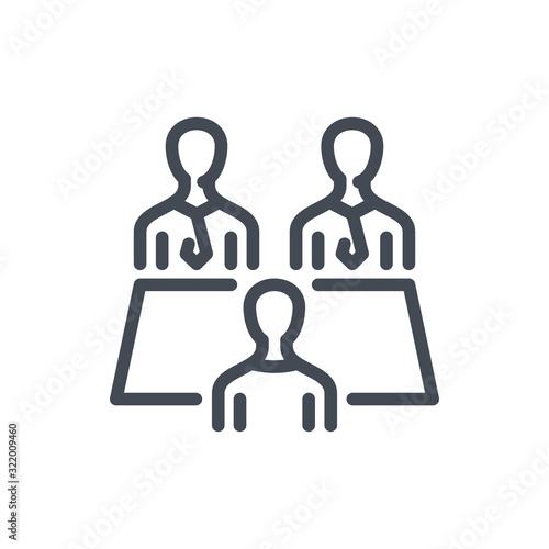 Interview line icon. Business meeting vector outline sign.