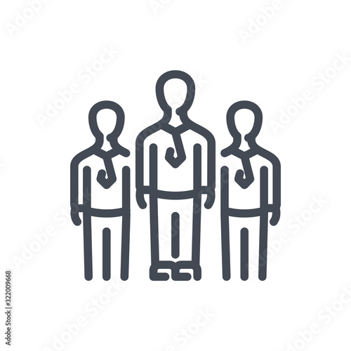 Teamwork and group of people line icon. Team and working staff vector outline sign.