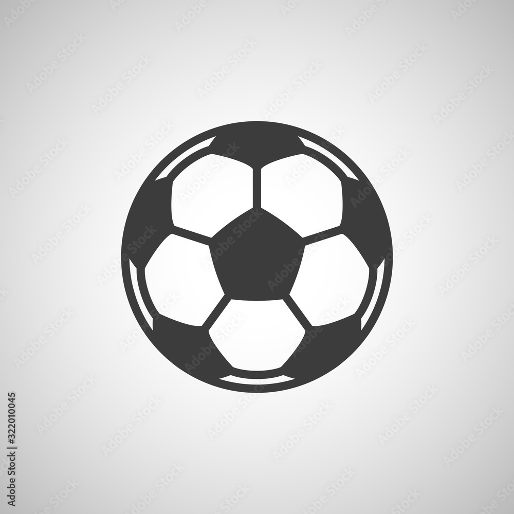 Football ball - soccer. Flat web icon, sign or button isolated on grey background. Collection modern trend concept design style illustration symbol Football ball - soccer. Flat web icon, sign or button isolated on grey background. Collection modern trend concept design style illustration symbol