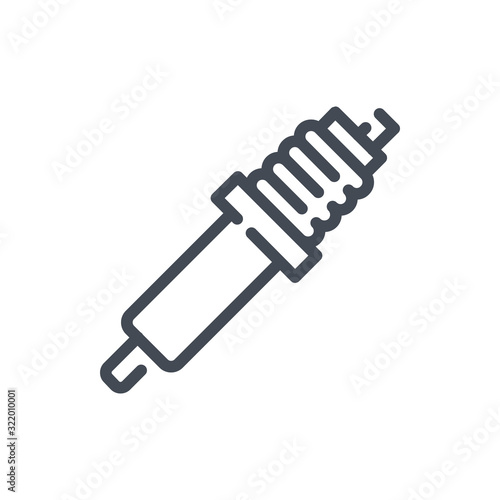 Spark plug line icon. Car engine spark plug vector outline sign.