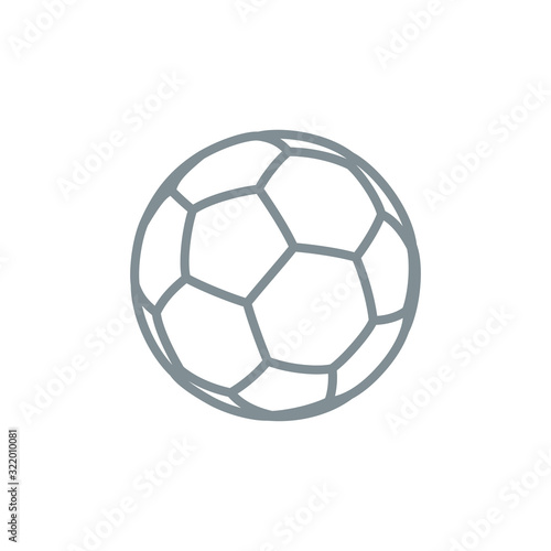 Thin contour lines icon soccer ball for playing football isolated on white background. Modern design minimalistic style black and white outline sign classic leather soccer ball.