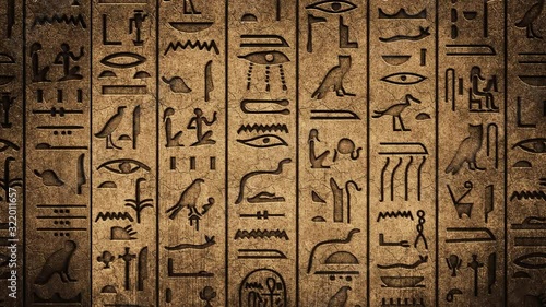 Green screen Hieroglyphics on Ancient Egyptian Stone Carving background