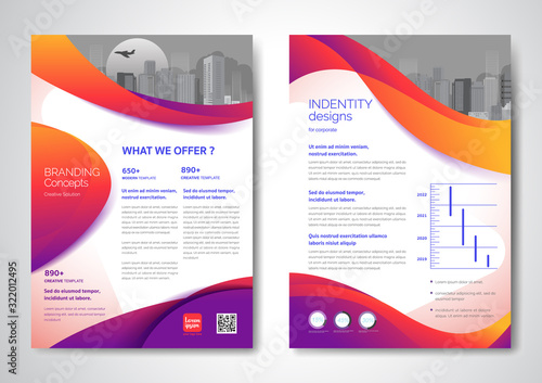 Fototapeta Naklejka Na Ścianę i Meble -  Template vector design for Brochure, AnnualReport, Magazine, Poster, Corporate Presentation, Portfolio, Flyer, infographic, layout modern with size A4, Front and back, Easy to use and edit.