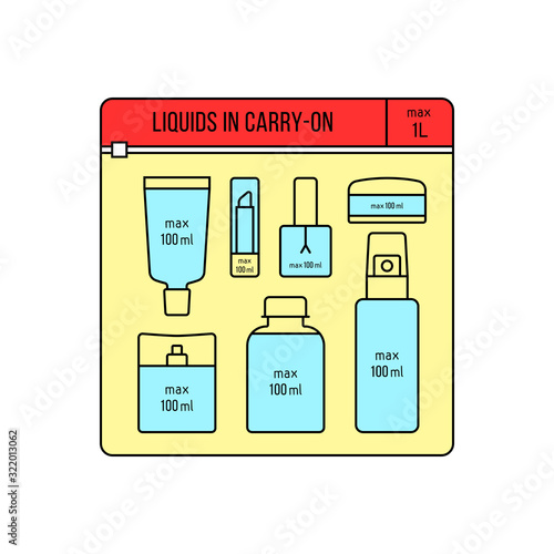 cosmetic bag with liquids for hand luggage