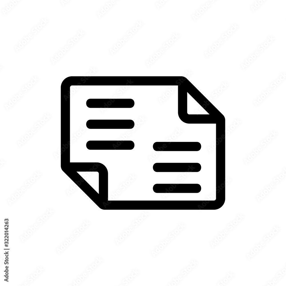booklet flyer icon vector. Thin line sign. Isolated contour symbol illustration booklet flyer icon vector. Thin line sign. Isolated contour symbol illustration