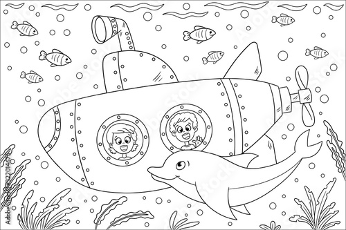Coloring book for children. Hand draw vector illustration with separate layers.