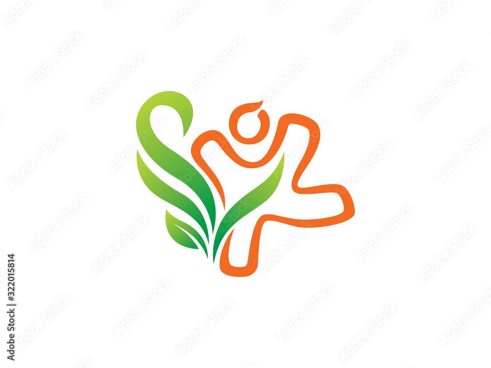 people and leaf logo template design, icon, symbol