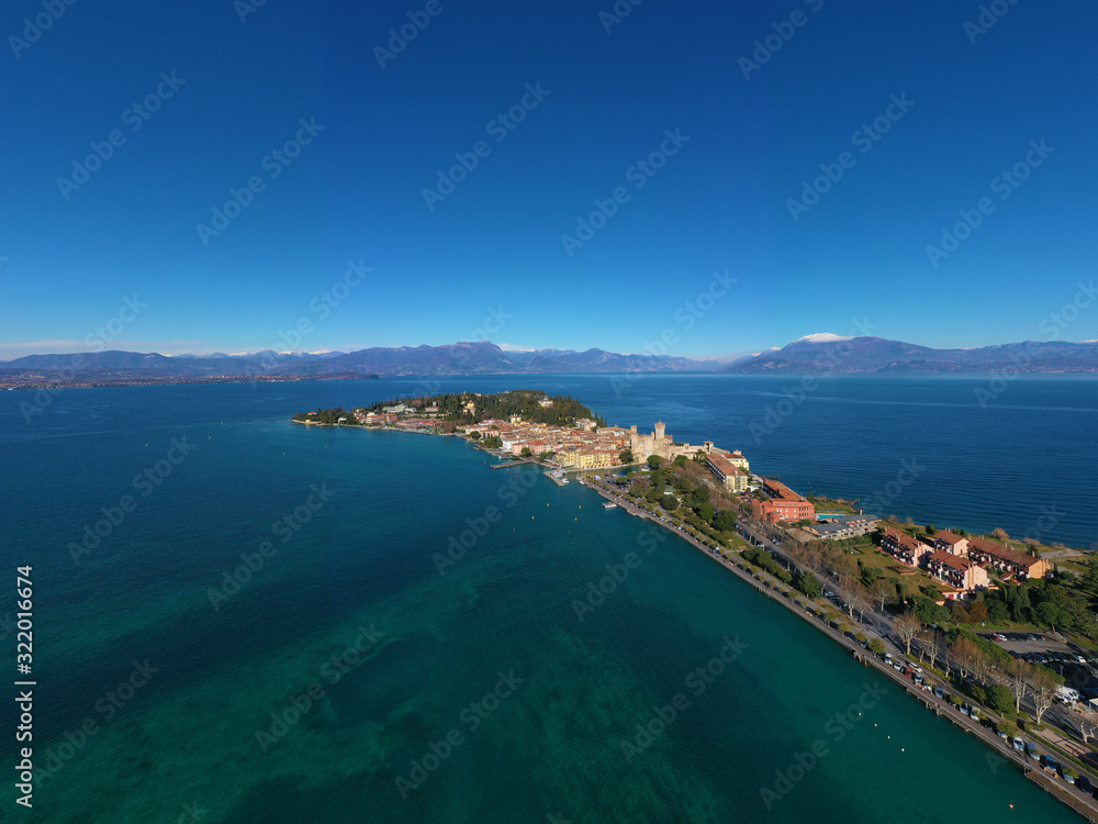 Aerial view, Sirmione, Lake Garda, Italy