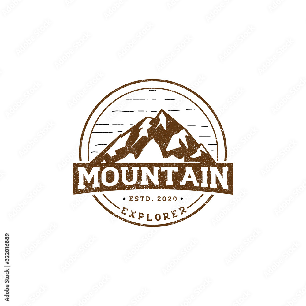 Rustic Mountain Explorer Logo Designs, Mountain Explorer Logo Vector 