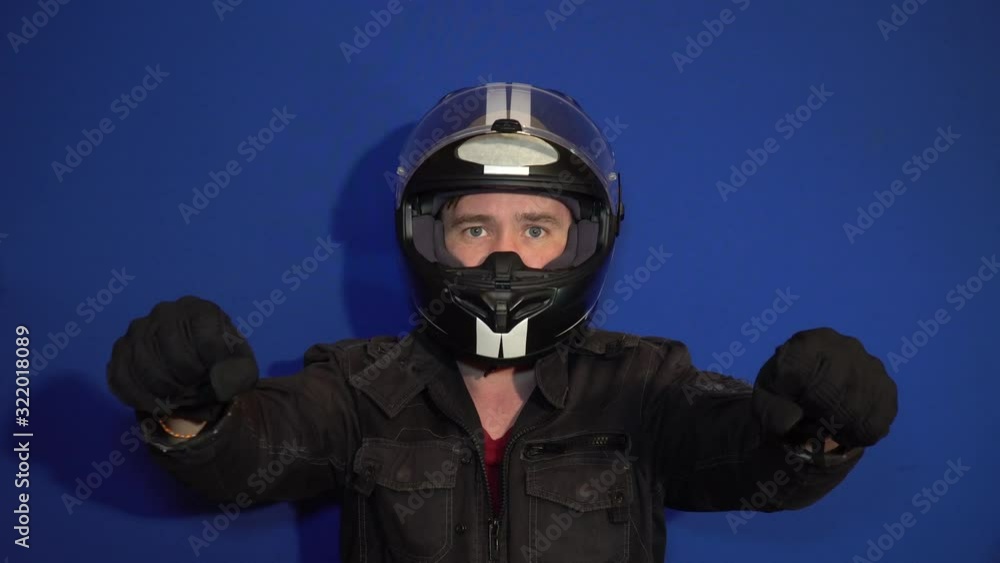 A fellow biker imitating motorbike A fellow biker imitating motorbike
