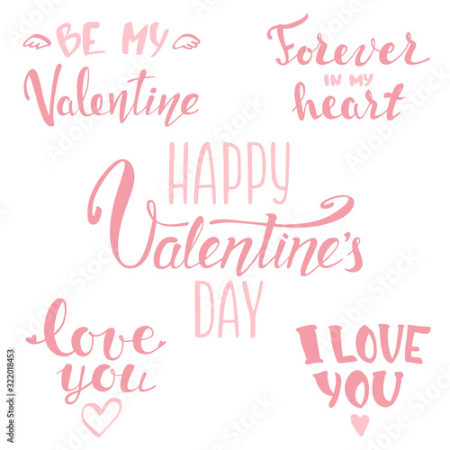 Valentine day doodle Handwritten text. Hand drawn romantic lettering. Design for poster, banner or invitation cards. Vector illustration