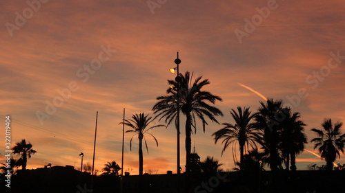 Sunset in the Barceloneta beach