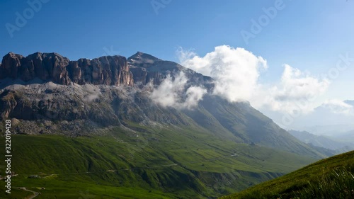 Timelpase of clouds over Dolomites, Italy