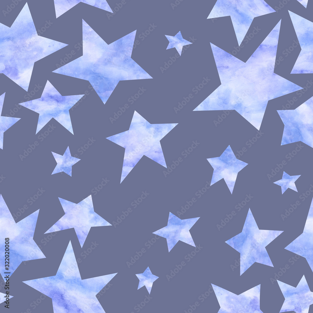 Seamless pattern with stars on a purple background. Creative background for wrapping paper, packaging, printing on fabrics, clothing, products. Seamless pattern with stars on a purple background. Creative background for wrapping paper, packaging, printing on fabrics, clothing, products.
