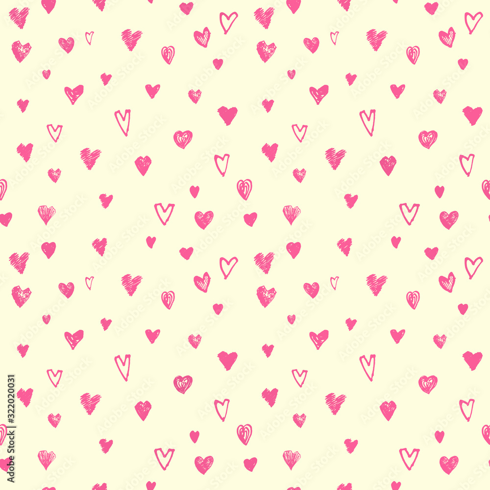 Seamless pattern with pink hearts. Valentine's Day, Birthday, New Year, Christmas. Design for wrapping paper, pattern for fabric, fabrication of products. Festive background. Seamless pattern with pink hearts. Valentine's Day, Birthday, New Year, Christmas. Design for wrapping paper, pattern for fabric, fabrication of products. Festive background.