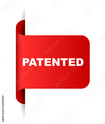 red vector banner patented