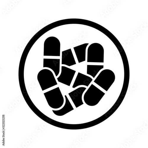 Drugs vector icon. tablets illustration sign. medicines symbol. virus logo.