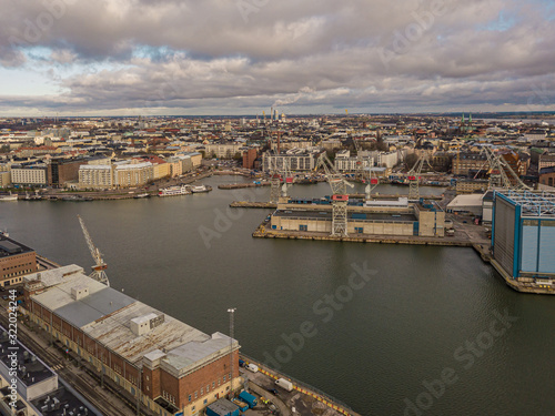 Aerial photography. Beautiful view over the sea. Helsinki