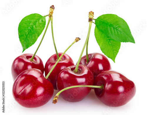 Fresh cherry on white background