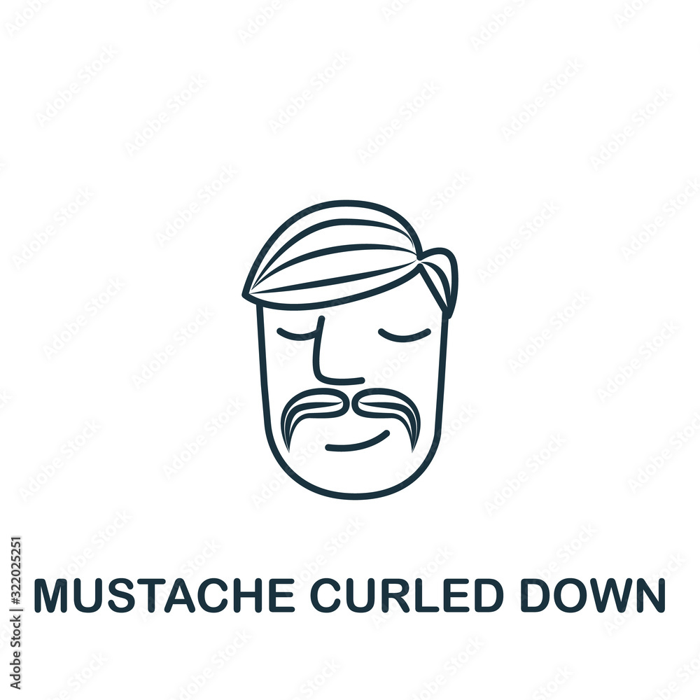 Mustache Swirling Down icon from barber shop collection. Simple line element Mustache Swirling Down symbol for templates, web design and infographics Mustache Swirling Down icon from barber shop collection. Simple line element Mustache Swirling Down symbol for templates, web design and infographics