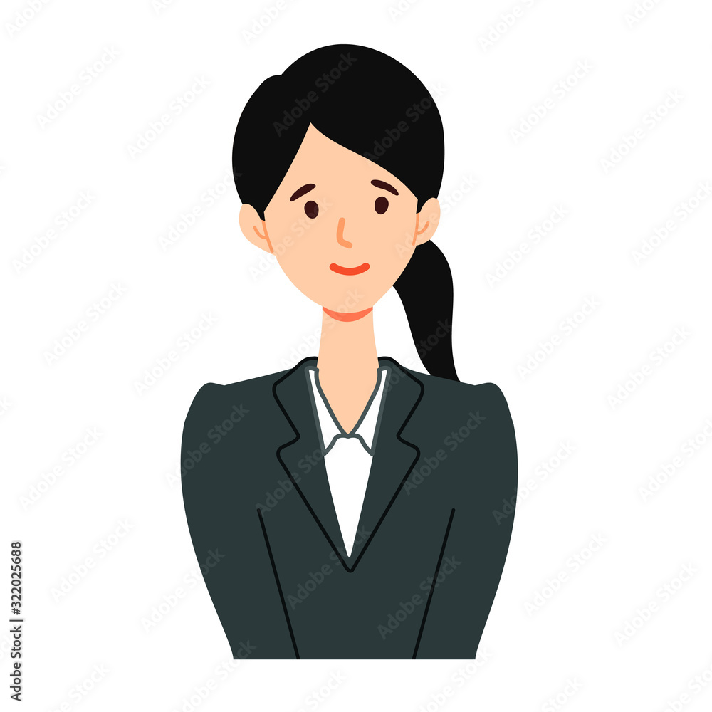 リクルートスーツ女性の上半身イラスト リクルートスーツ女性の上半身イラスト