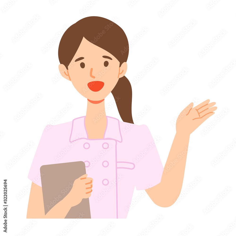指差し案内する看護師ナースのイラスト 指差し案内する看護師ナースのイラスト