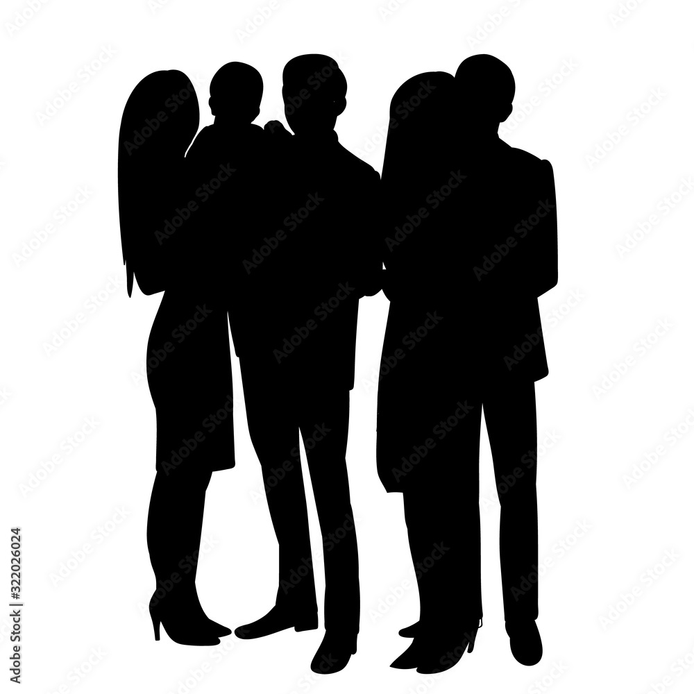 vector, isolated, black silhouette people stand vector, isolated, black silhouette people stand
