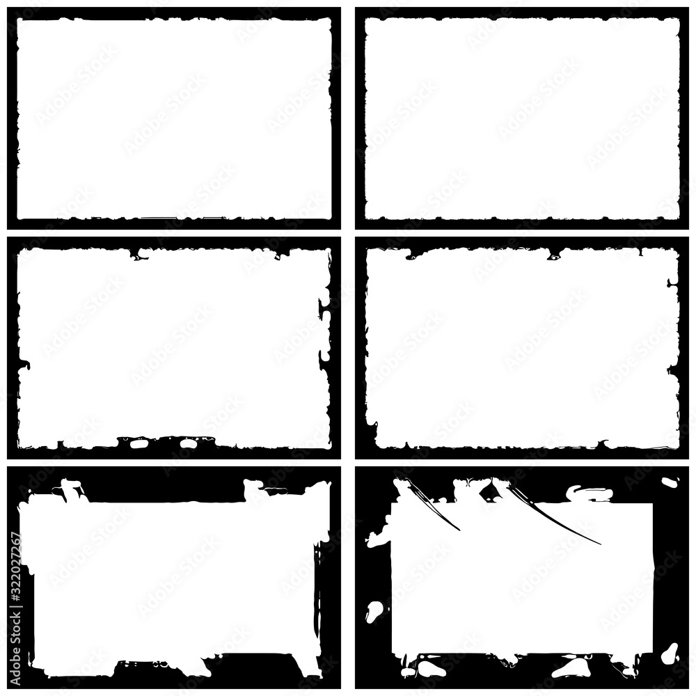 Set of grunge style frames black on white background Set of grunge style frames black on white background