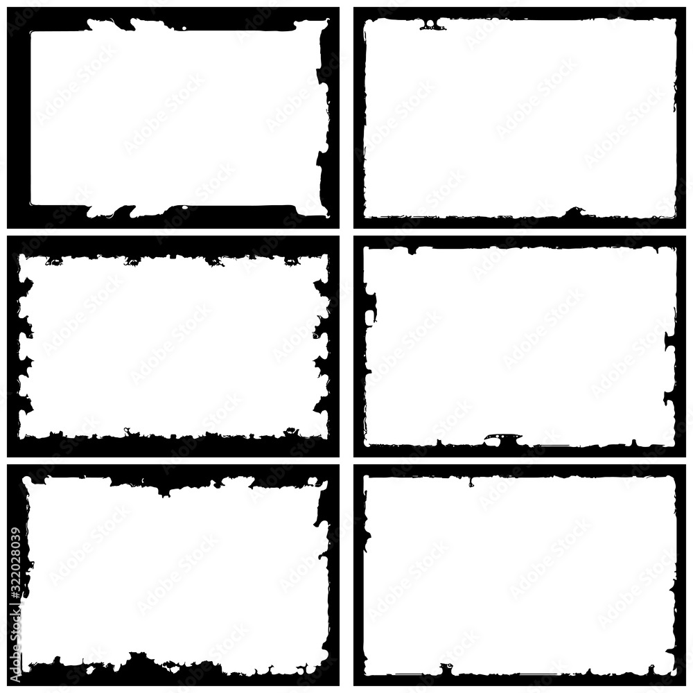 Set of grunge style frames black on white background Set of grunge style frames black on white background