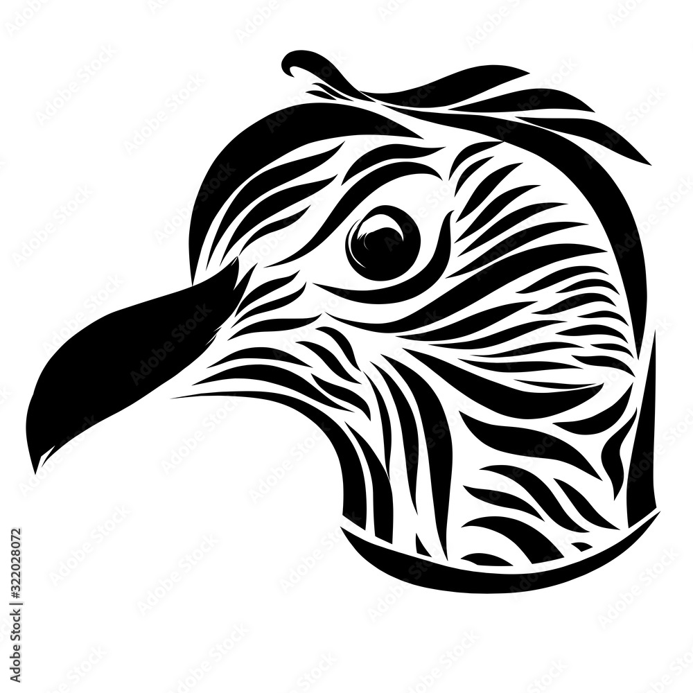 strictly looking bird, head drawn in black lines strictly looking bird, head drawn in black lines