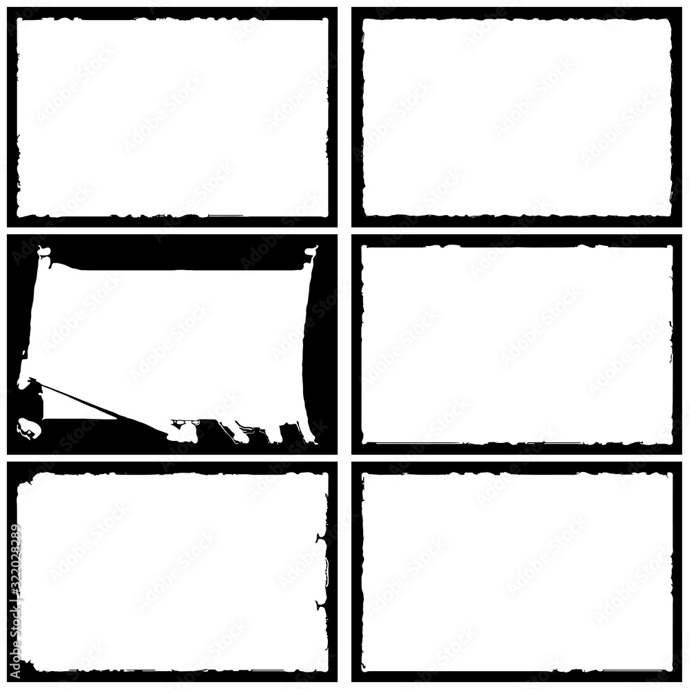Set of grunge style frames black on white background Set of grunge style frames black on white background