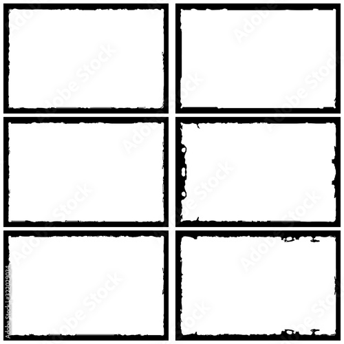 Set of grunge style frames black on white background