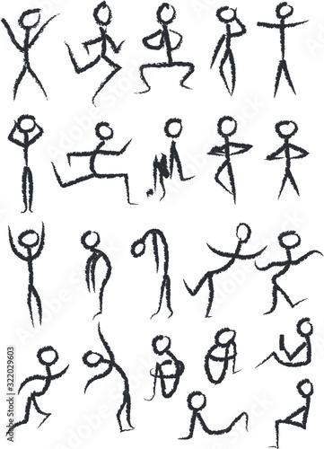 movement of people, scheme, poses of people, for logos, for instructions, vector image