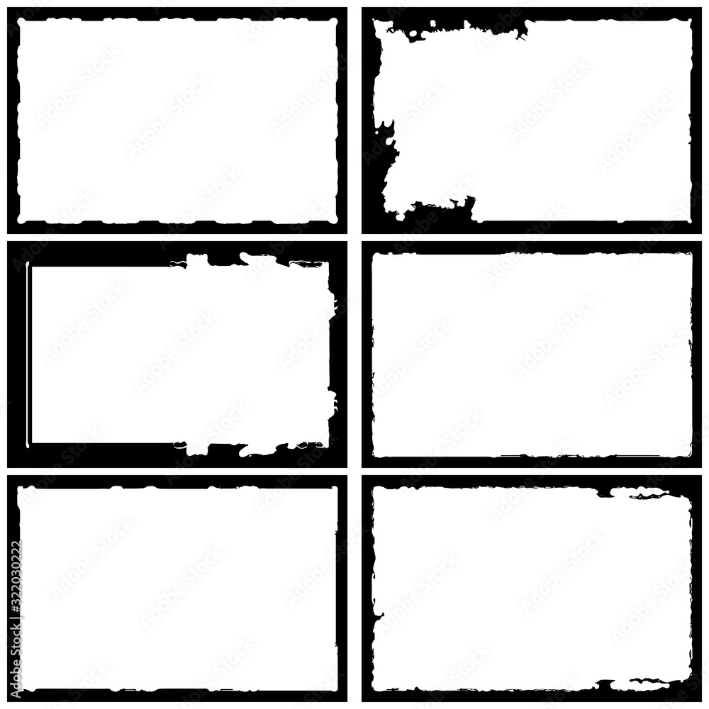 Set of grunge style frames black on white background Set of grunge style frames black on white background