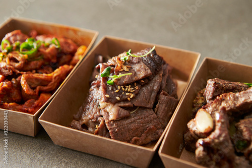 Obraz na plátně Take out Korean food in paper plate