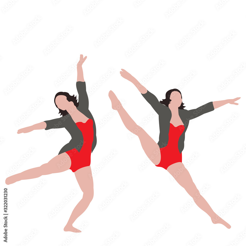 drawing dancing girls white background vector