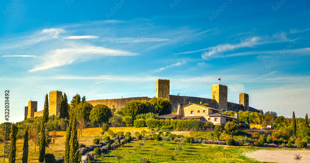 Monteriggioni medieval fortified village, Siena, Tuscany. Italy