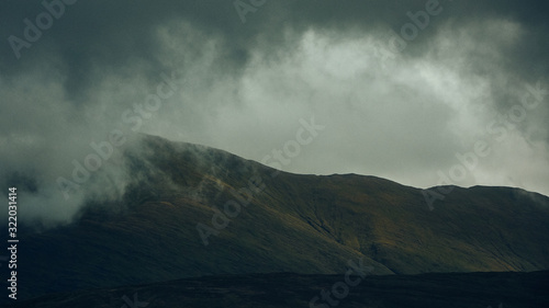 Mountains shrouded in clouds 