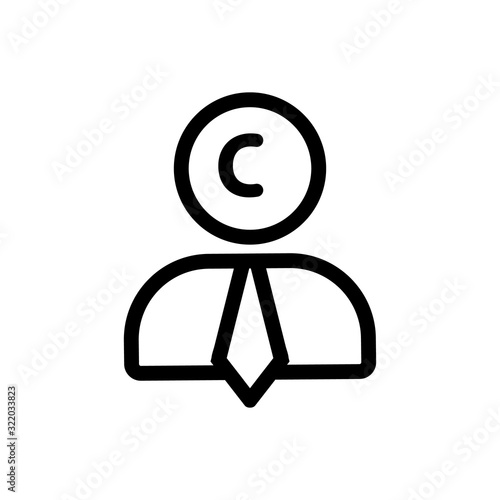 intellectual property icon vector. Thin line sign. Isolated contour symbol illustration