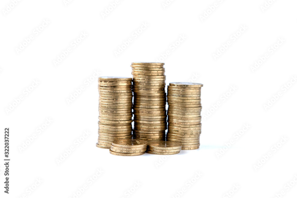 Stack of golden coins isolated on white background Stack of golden coins isolated on white background