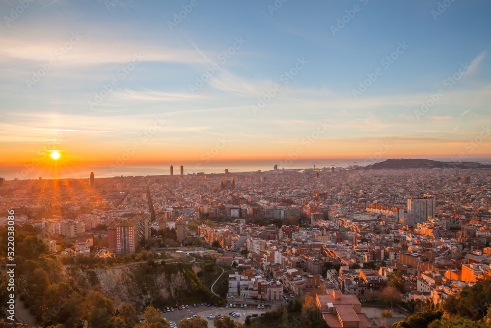 Beautiful sunrise in Barcelona