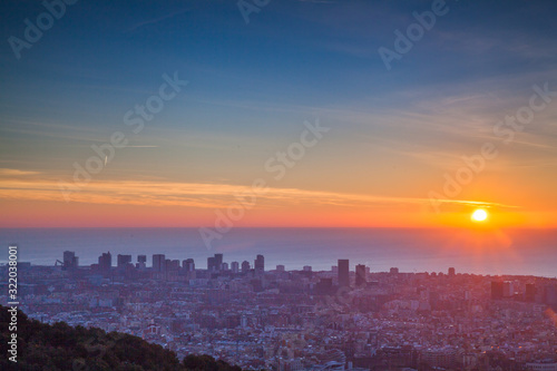 Beautiful sunrise in Barcelona