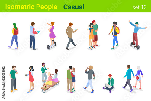 Isometric Business Casual People flat vector collection.