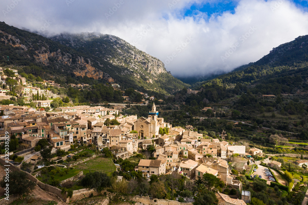 Aerial view of the old resort town Valldemossa