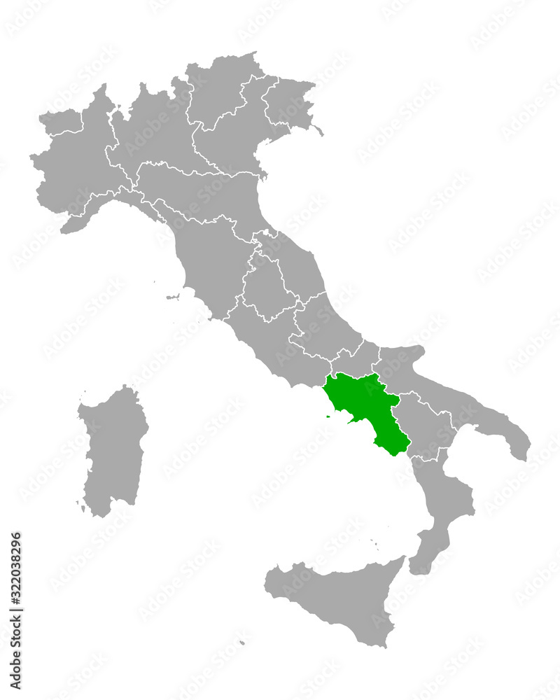 Karte von Kampanien in Italien Karte von Kampanien in Italien