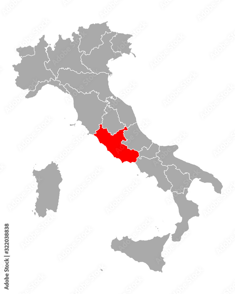Karte von Latium in Italien